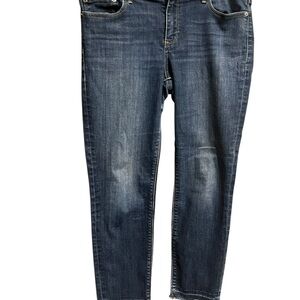 Lucky Brand Dark Blue Ankle Jeans with fringe accents
